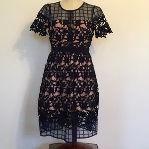 Jealous Tomato Fit & Flare Lace Overlay Dress